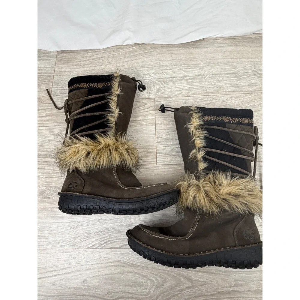 Sorel Sedna Brown Faux‎ Fur Thinsulate Winter Snow Boots Womens 7.5 NL1461-231